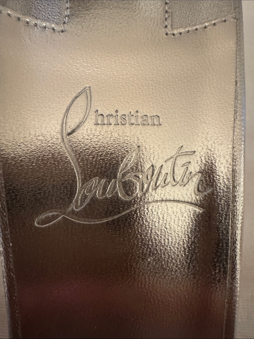 NEW - Christian Louboutin Silver Crystal-Trim Slide Sandals - Picture 7 of 12